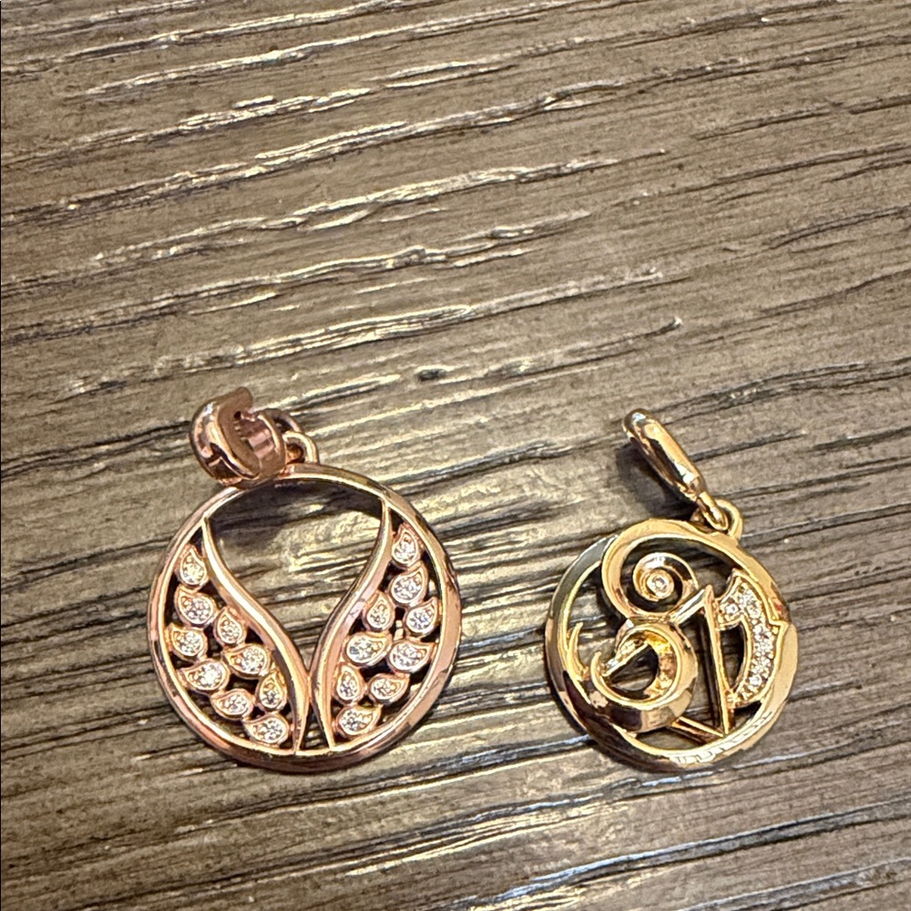 Pandora Elegant Gold and Rose Gold Pendant Set